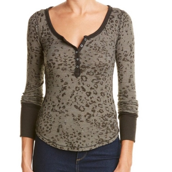 Free People Tops - Free People Davis Mottled Thermal Henley